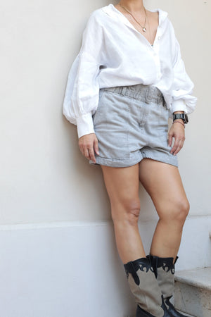 Balloon Sleeve Linen Sartorial Shirt