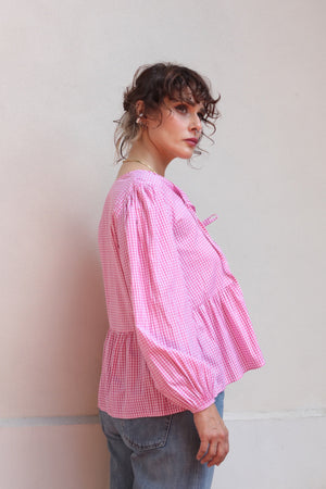 Dainty Pink Gingham Blouse