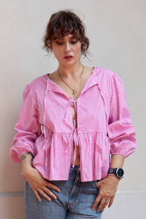 Dainty Pink Gingham Blouse