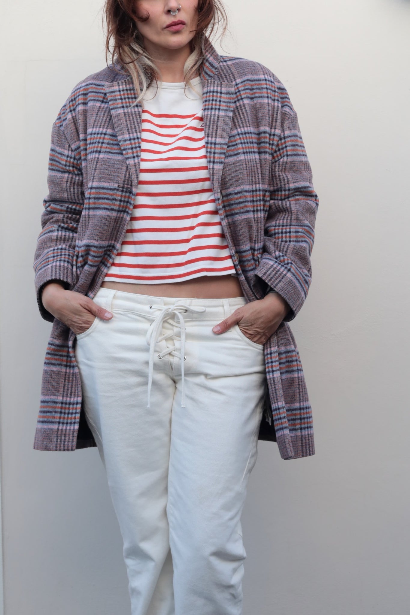 Bonton Checked Caban Coat