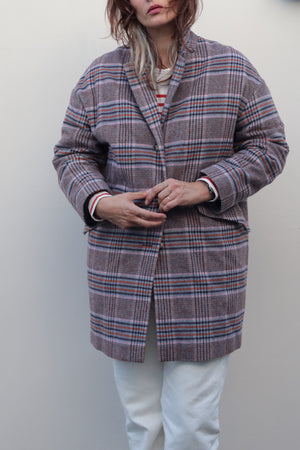 Bonton Checked Caban Coat