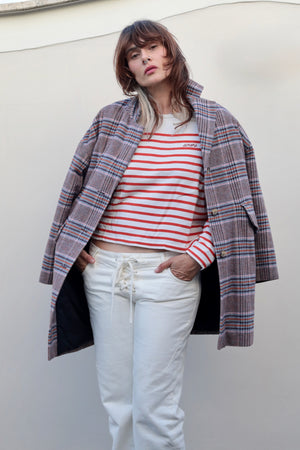 Bonton Checked Caban Coat