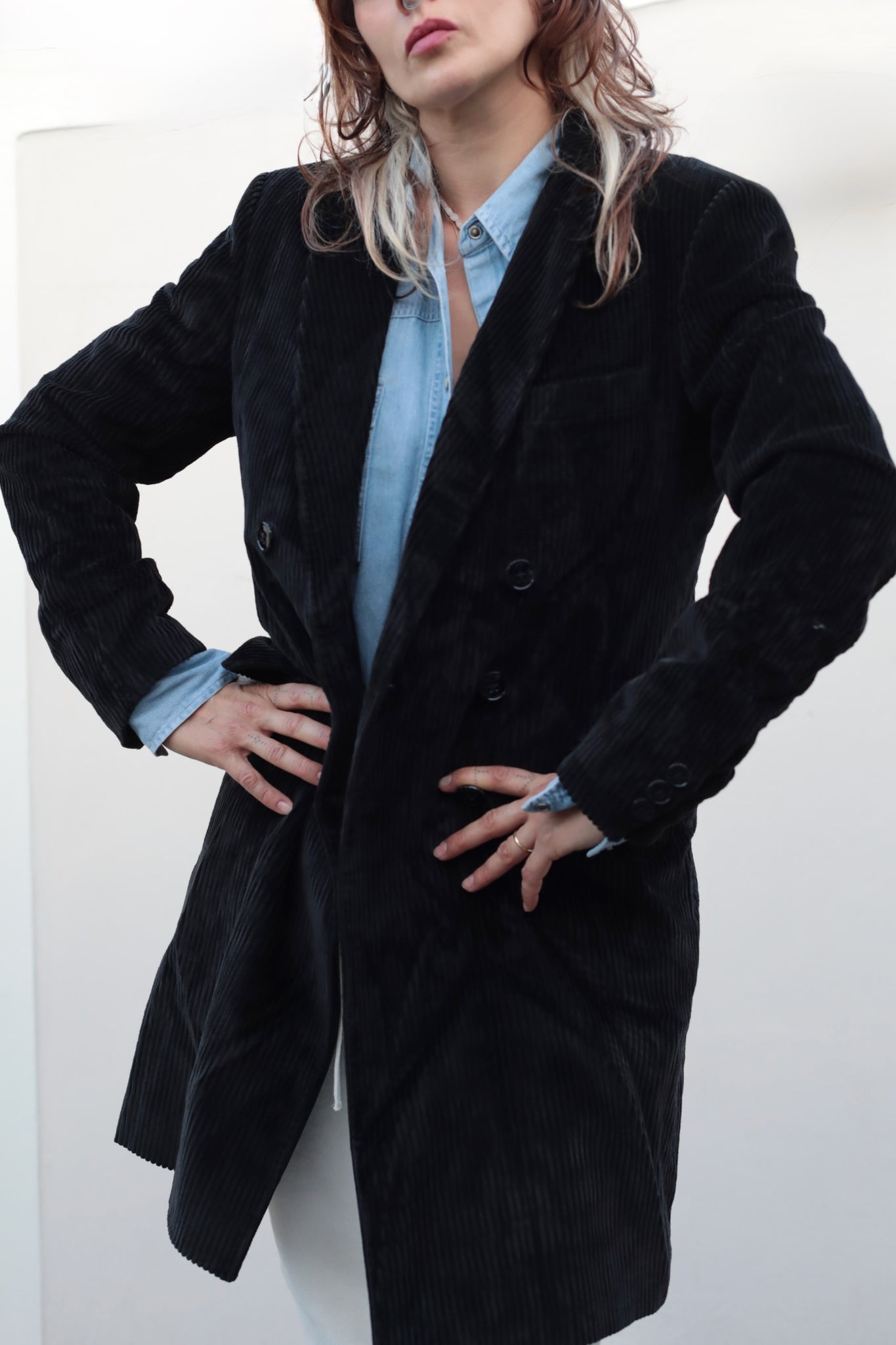 Corduroy Double Breasted Coat