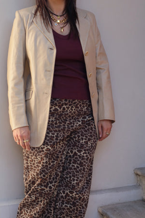Vintage 90s Cream Leather Jacket
