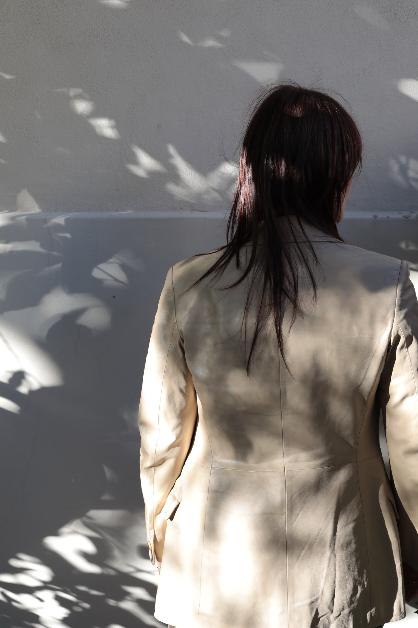 Vintage 90s Cream Leather Jacket