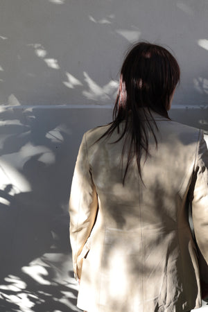 Vintage 90s Cream Leather Jacket