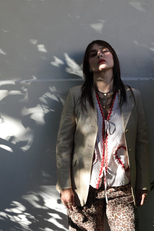 Vintage 90s Cream Leather Jacket
