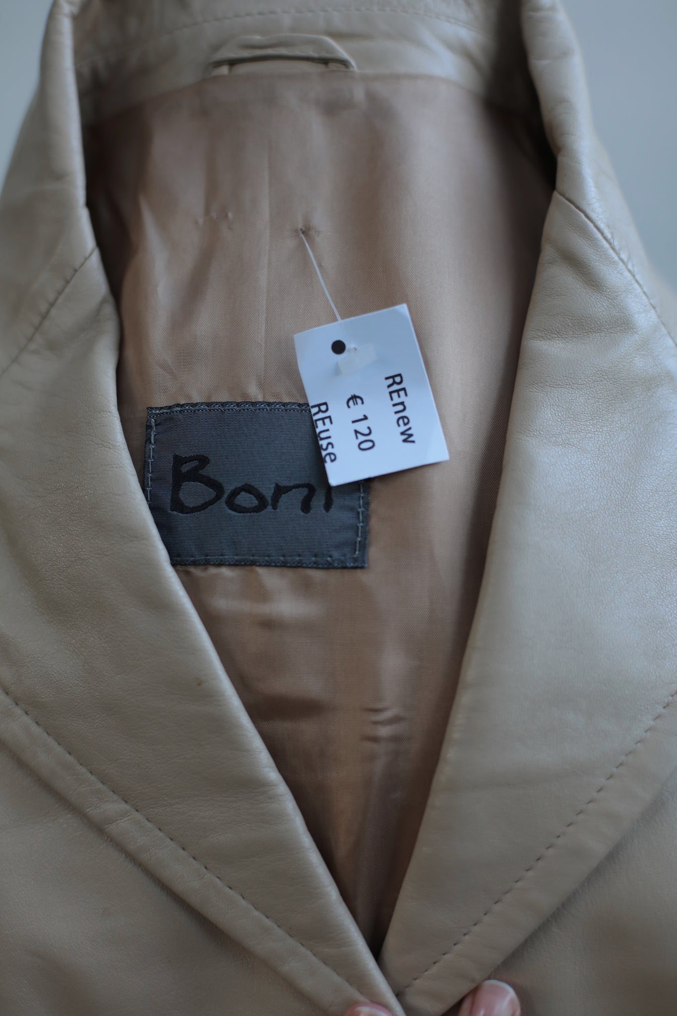 Vintage 90s Cream Leather Jacket