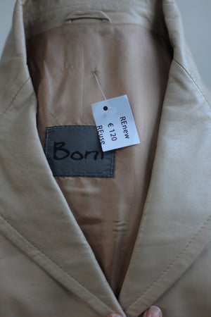 Vintage 90s Cream Leather Jacket