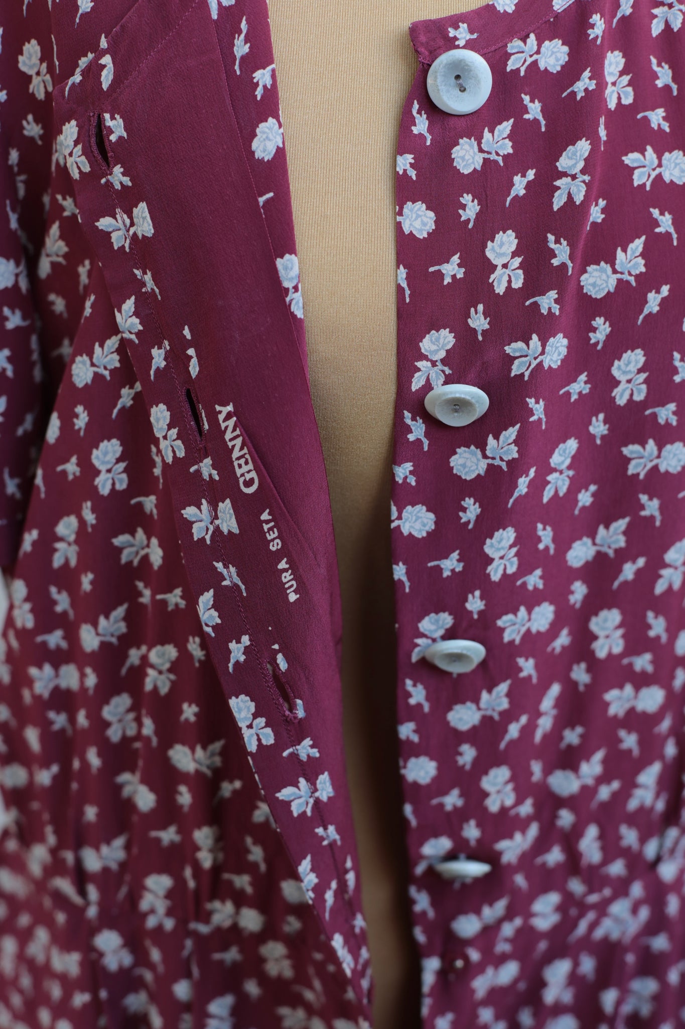 Vintage 90s Burgundy Silk Dress