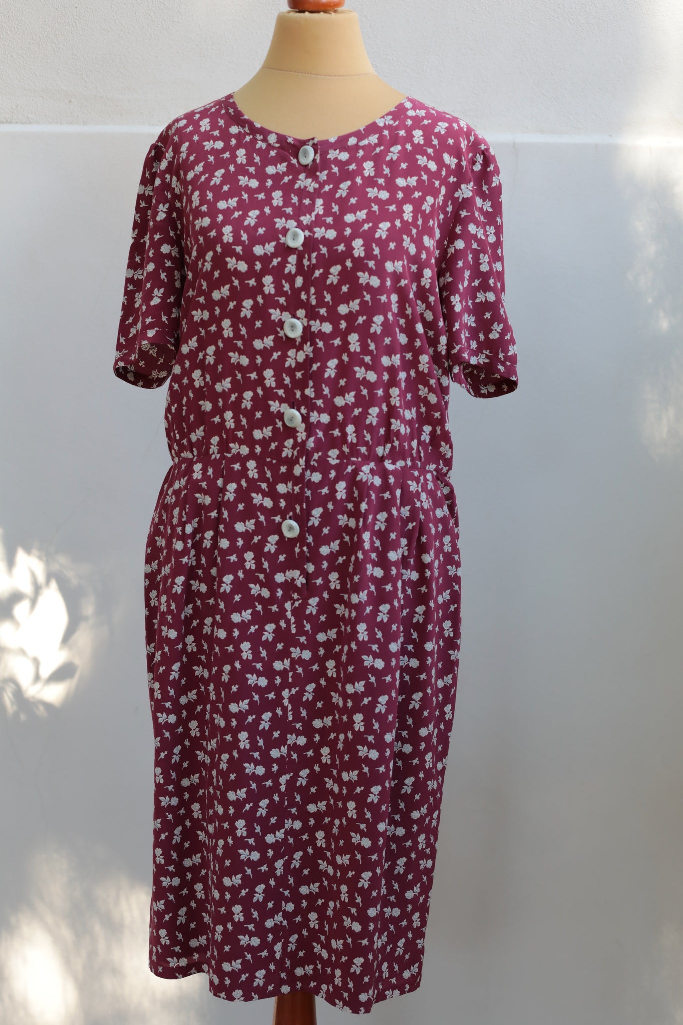 Vintage 90s Burgundy Silk Dress