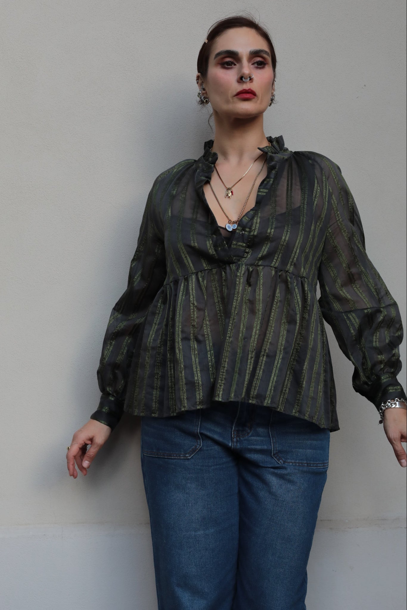 Ottod'ame Semi-sheer Lurex Blouse