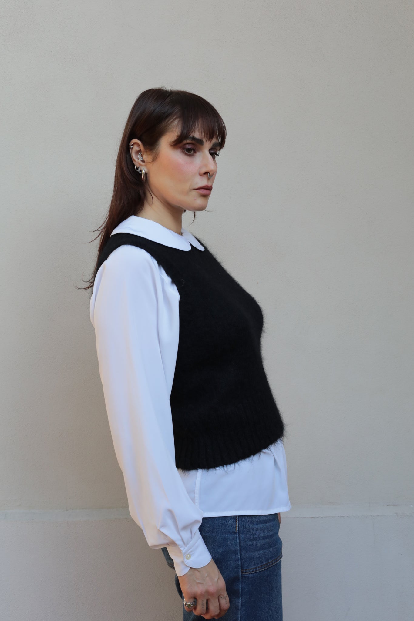 Preloved COS Black Mohair Vest