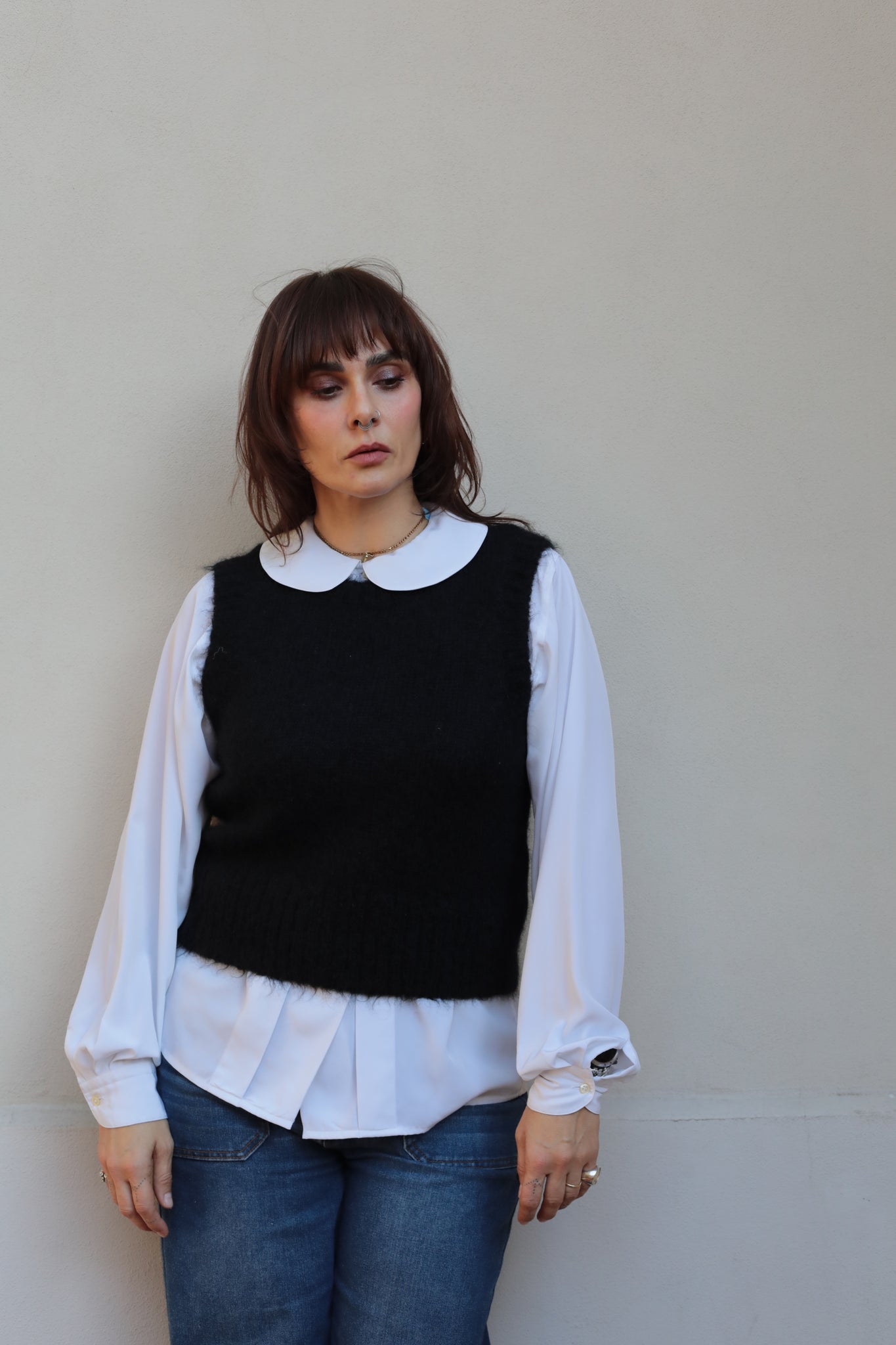 Preloved COS Black Mohair Vest