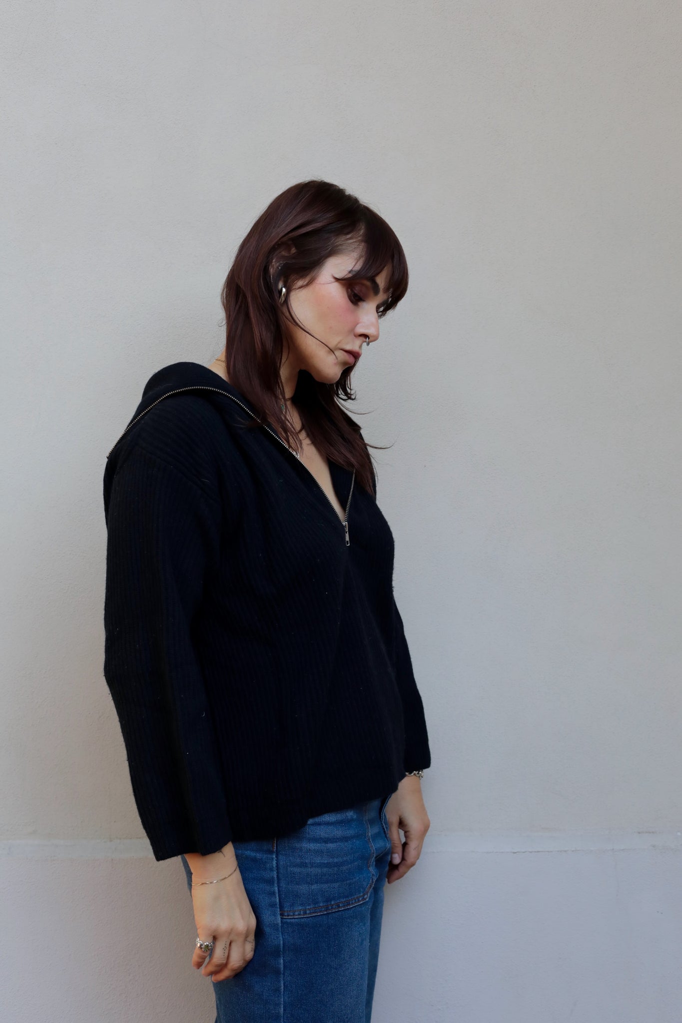 Preloved Jucca Zipped Turtleneck Rib Sweater