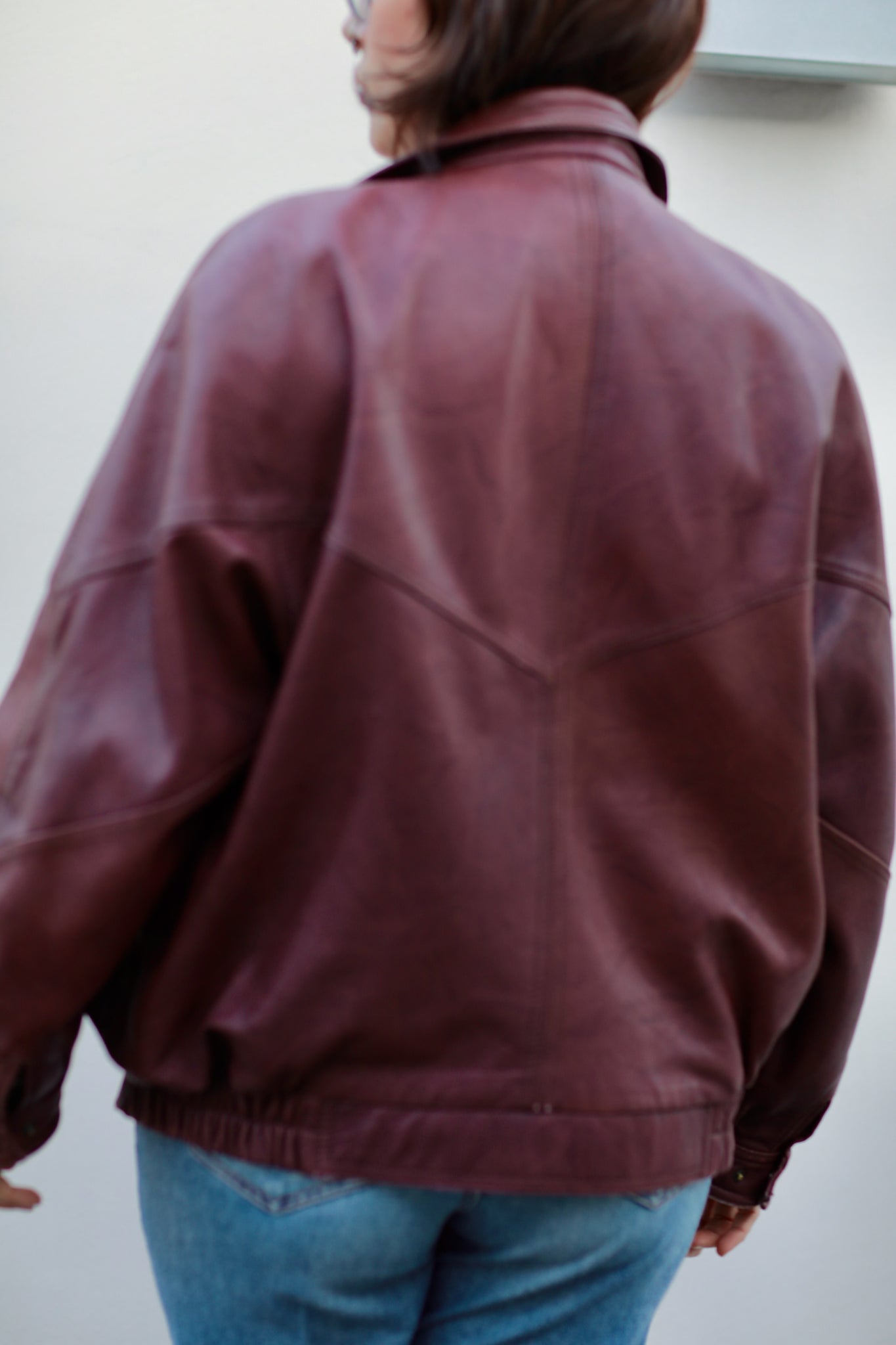 Vintage Burgundy Leather Bomber