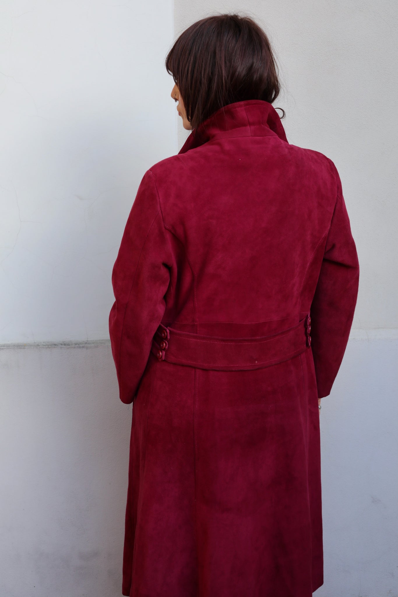 Vintage 70s Magenta Suede Coat