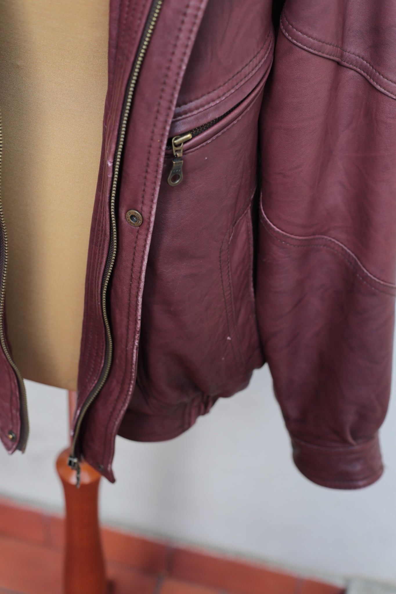Vintage Burgundy Leather Bomber