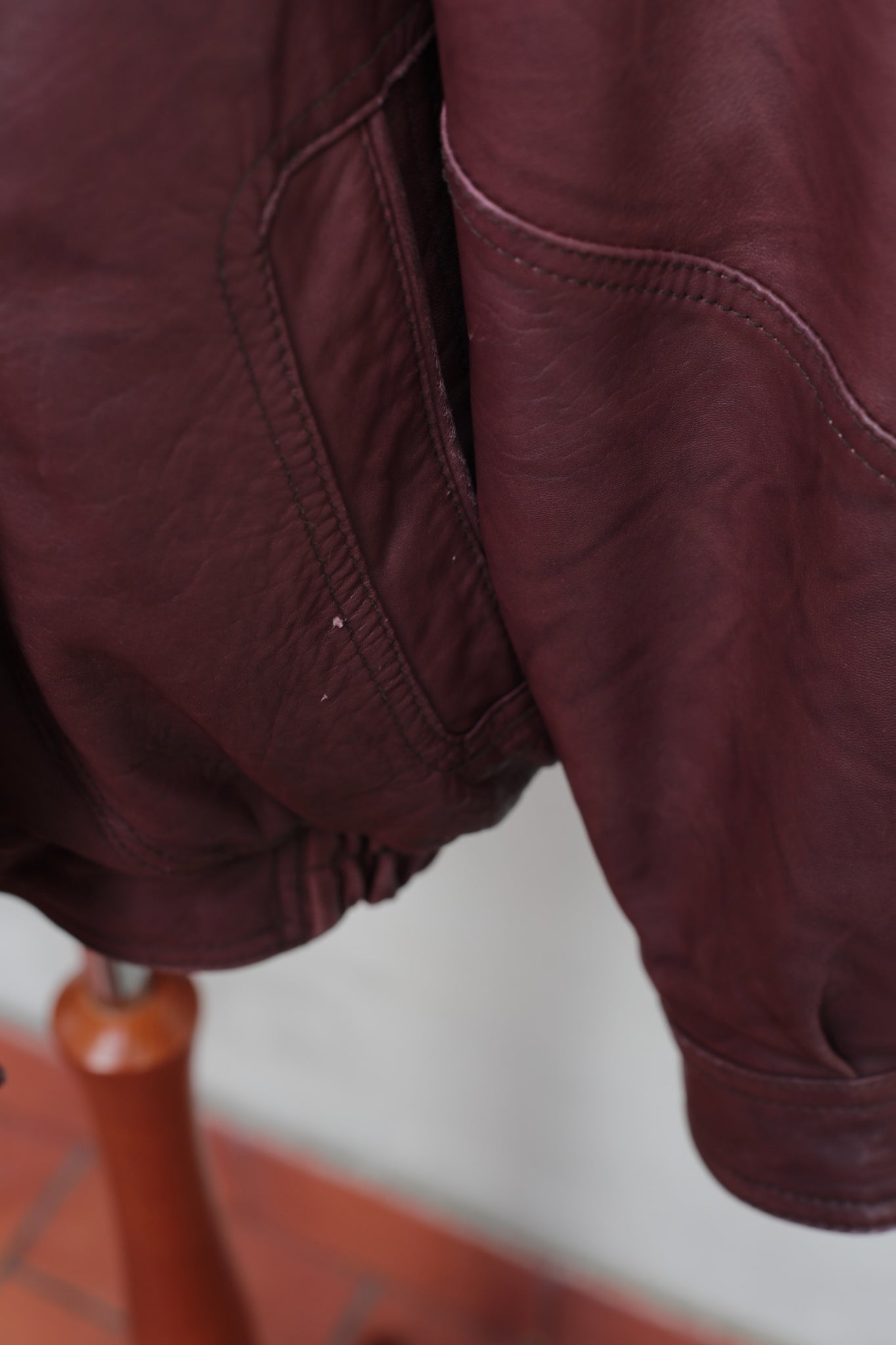 Vintage Burgundy Leather Bomber