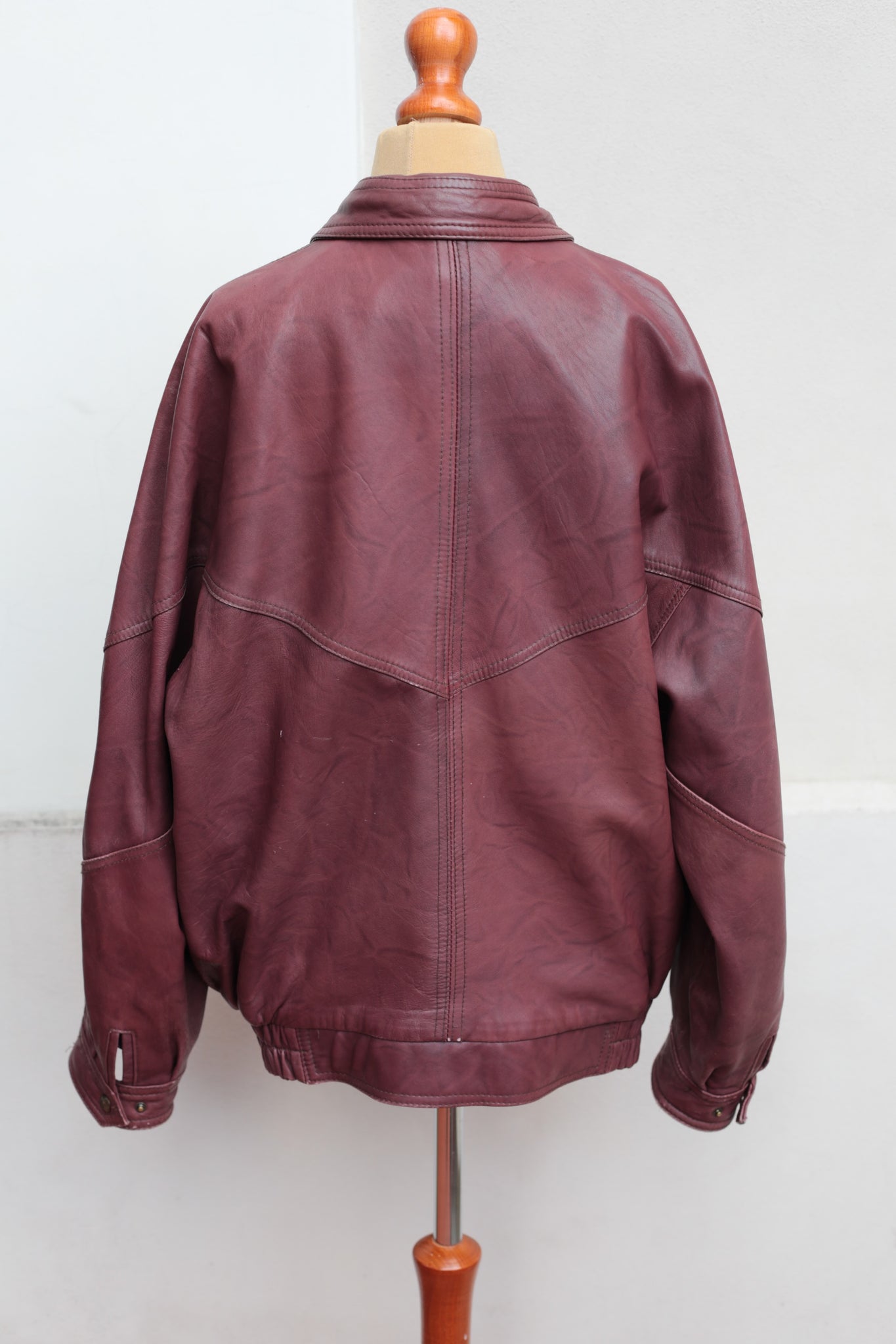 Vintage Burgundy Leather Bomber