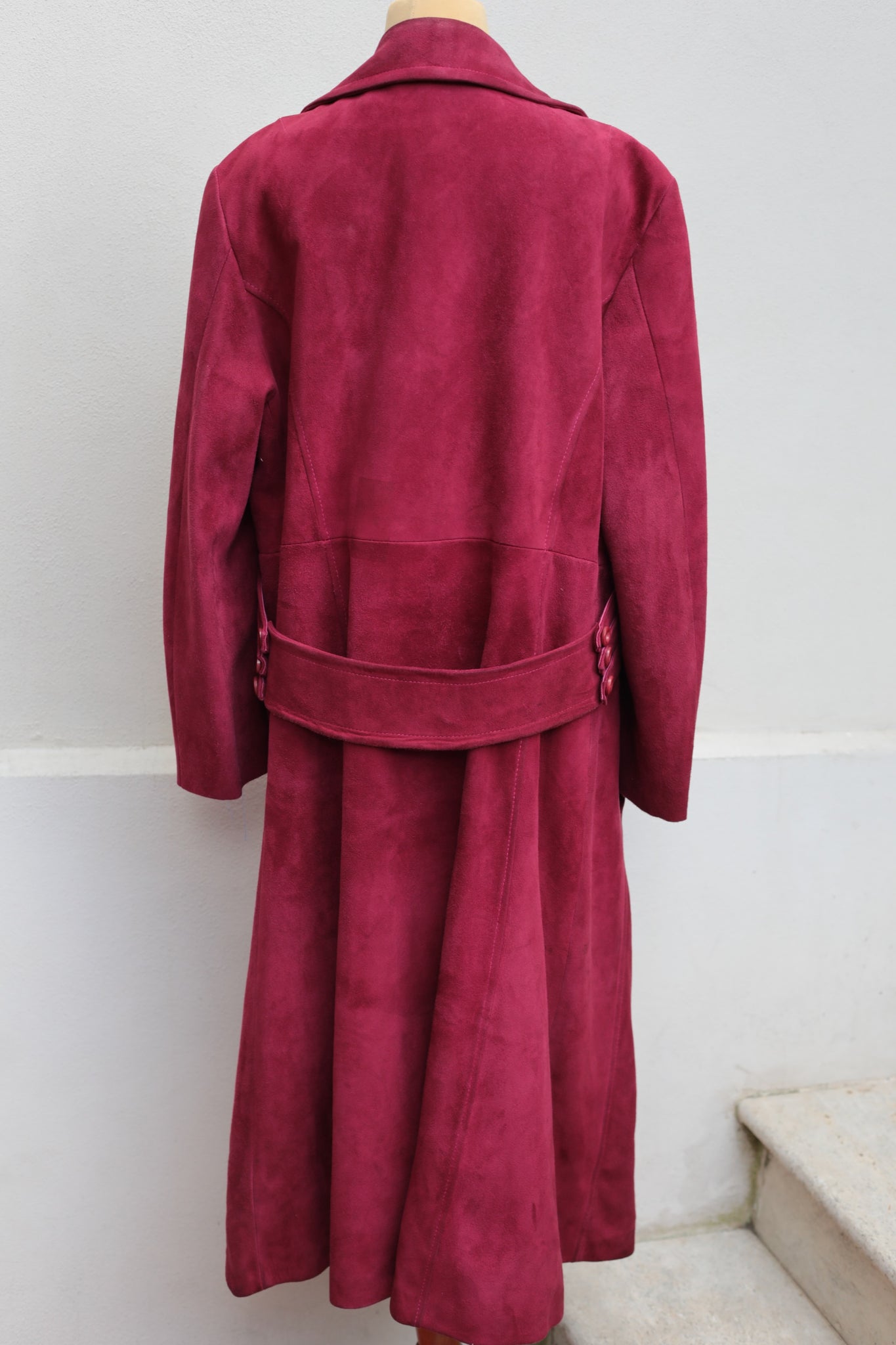 Vintage 70s Magenta Suede Coat