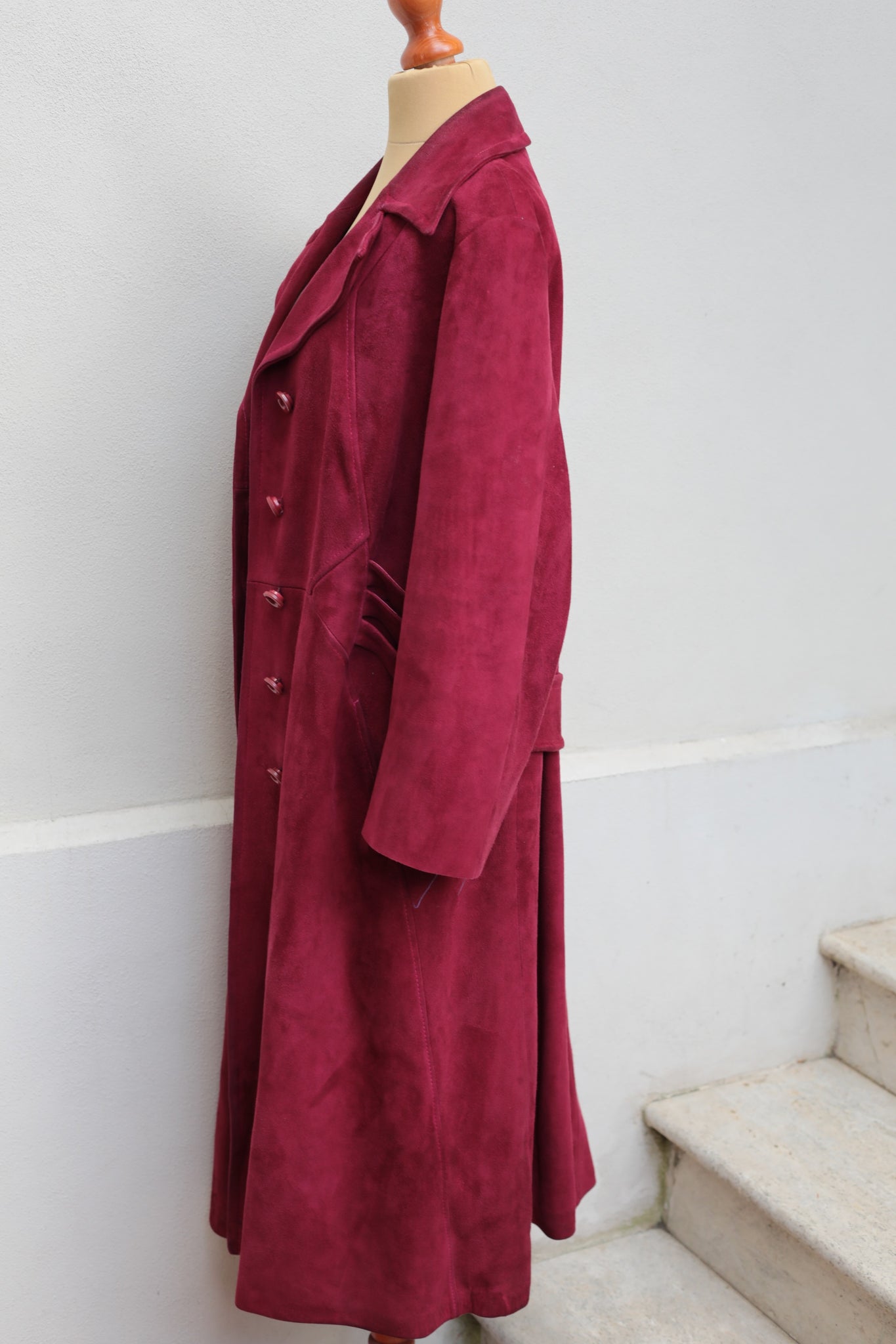 Vintage 70s Magenta Suede Coat