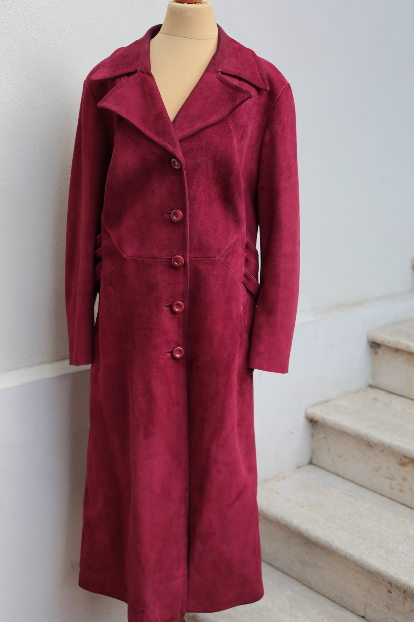 Vintage 70s Magenta Suede Coat