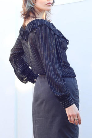 Vintage Semi-sheer Black Lurex Blouse