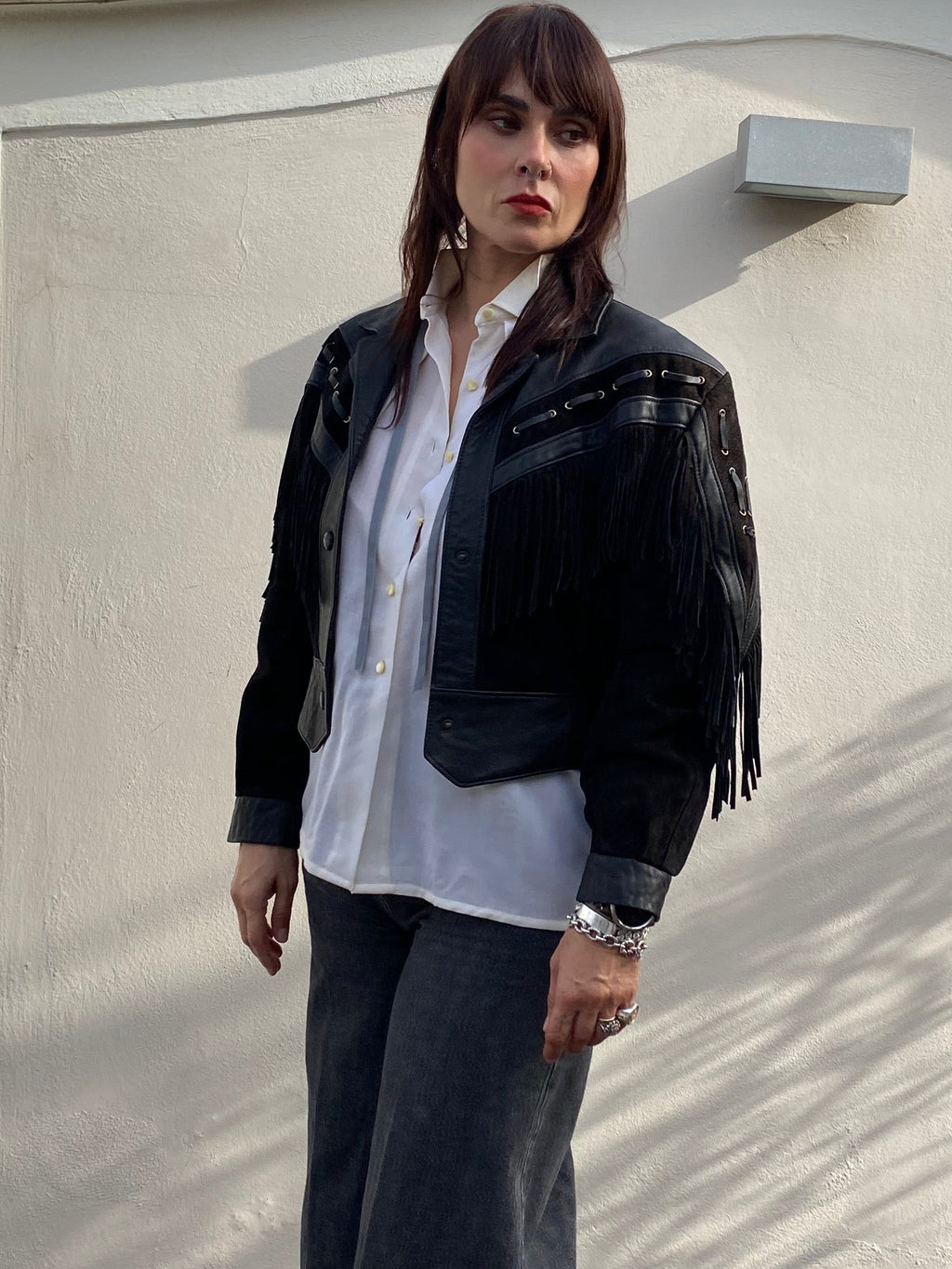 Vintage French Fringed Leather Jacket