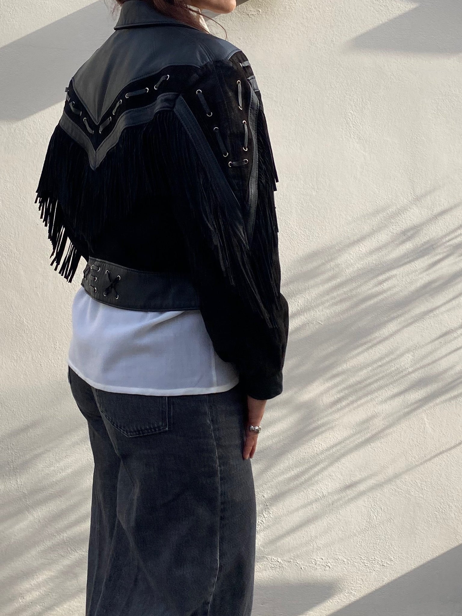 Vintage French Fringed Leather Jacket