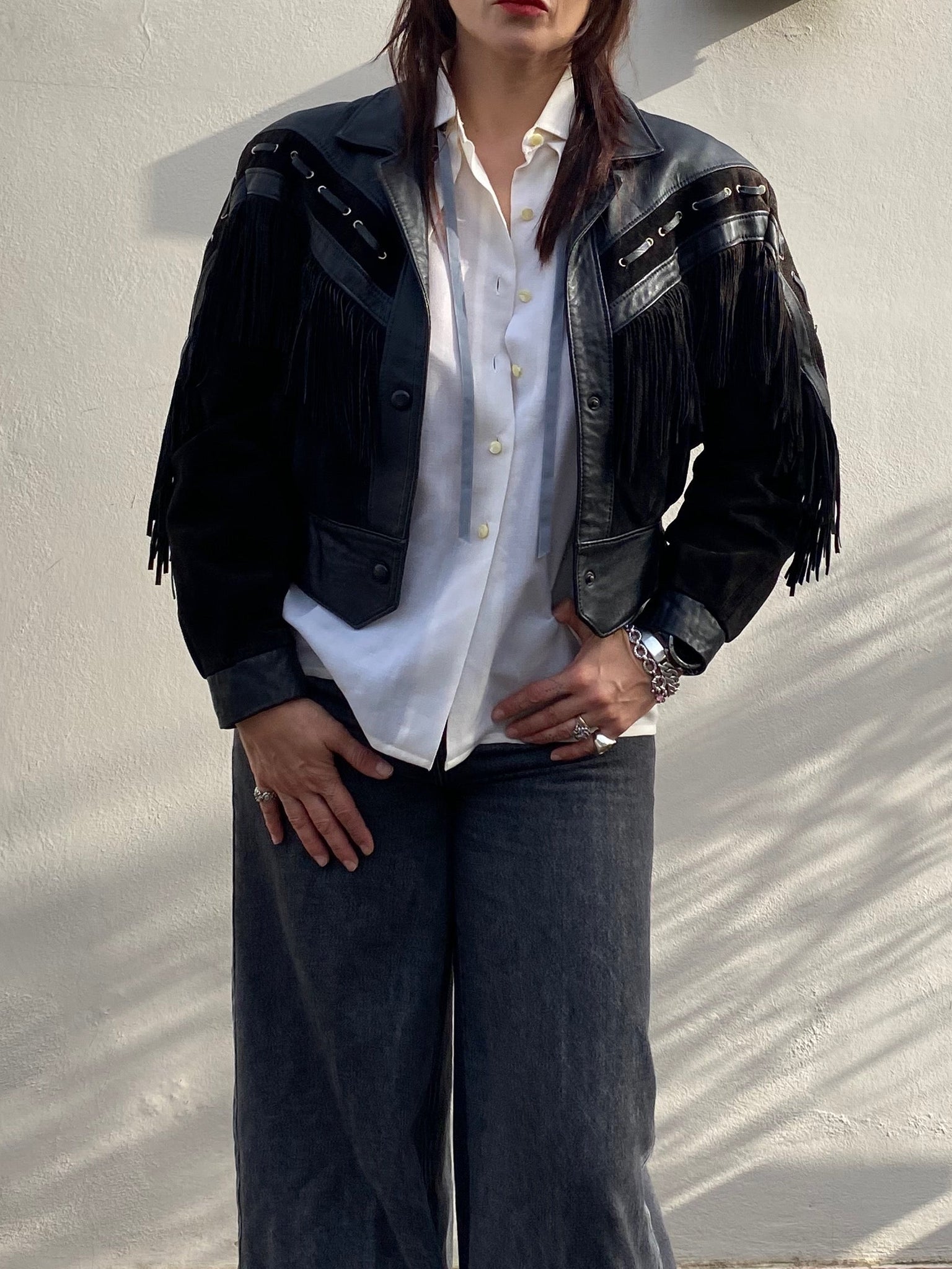 Vintage French Fringed Leather Jacket