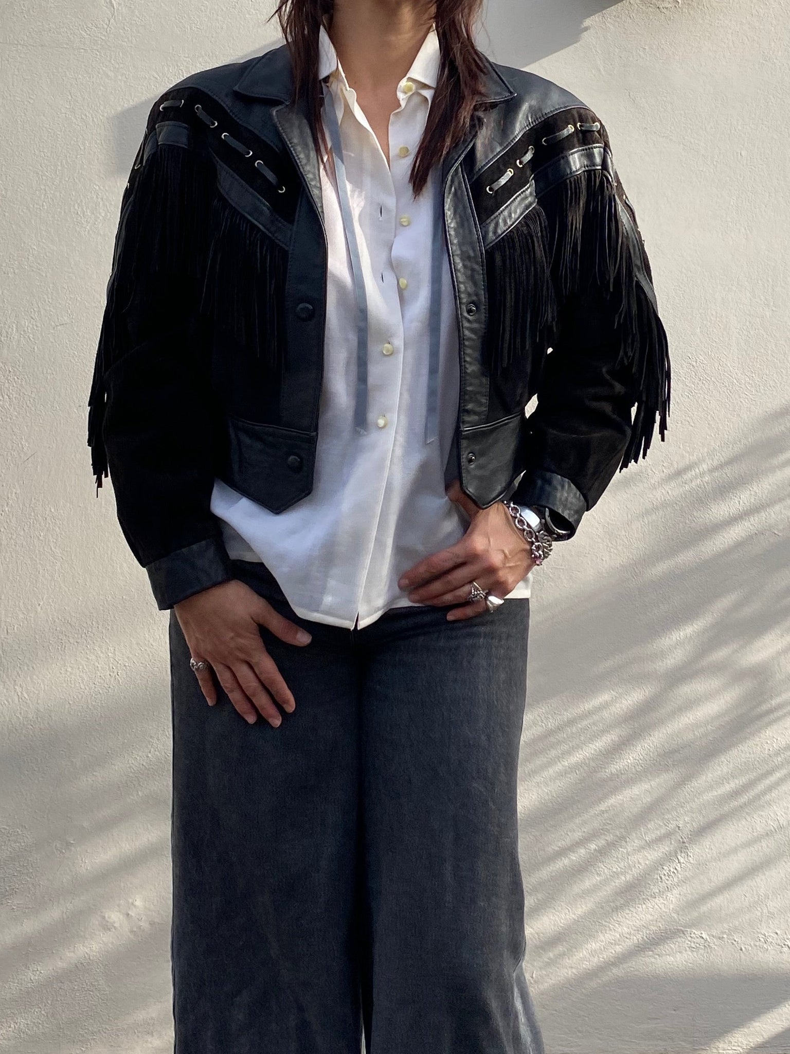 Vintage French Fringed Leather Jacket