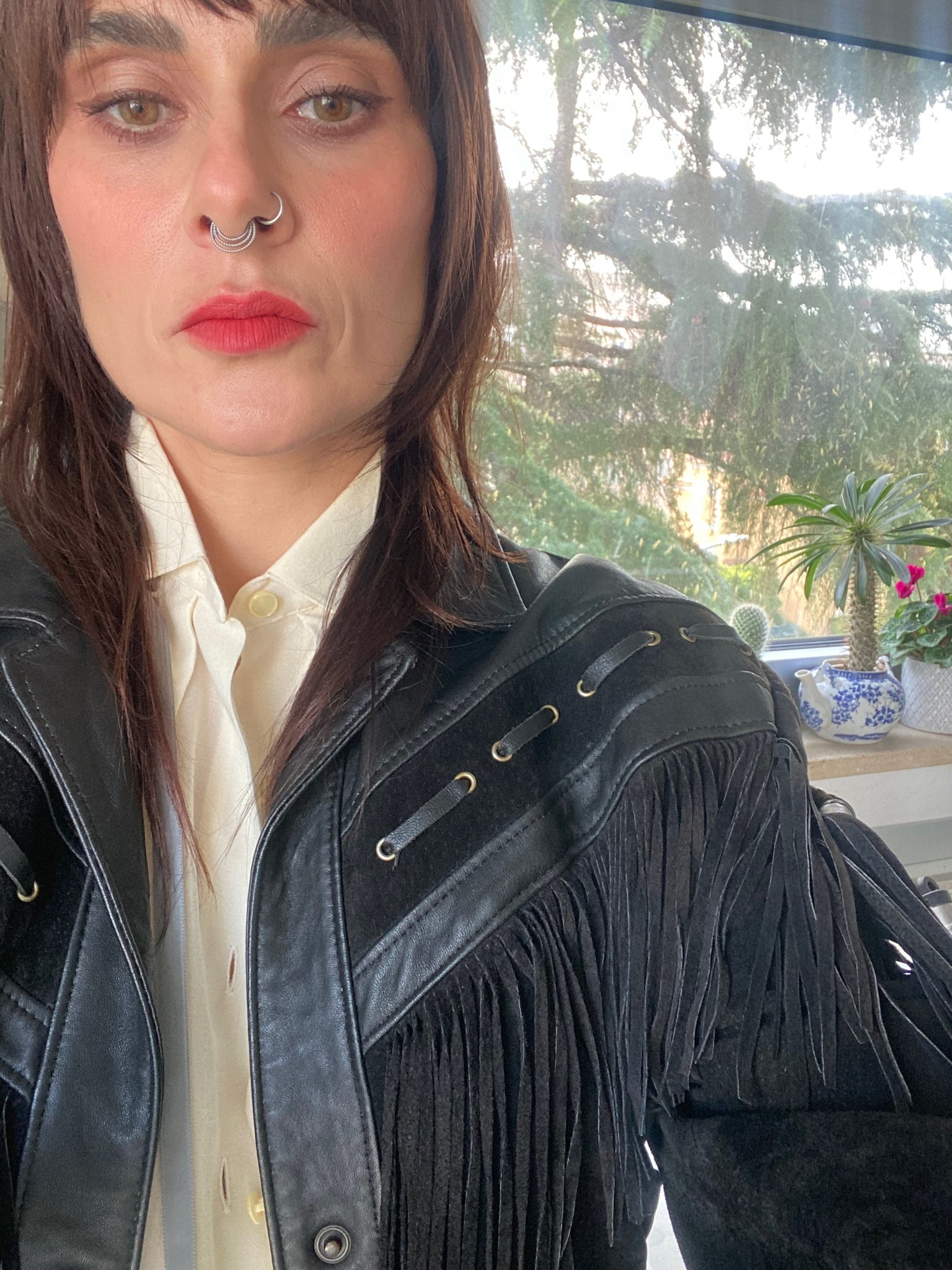 Vintage French Fringed Leather Jacket