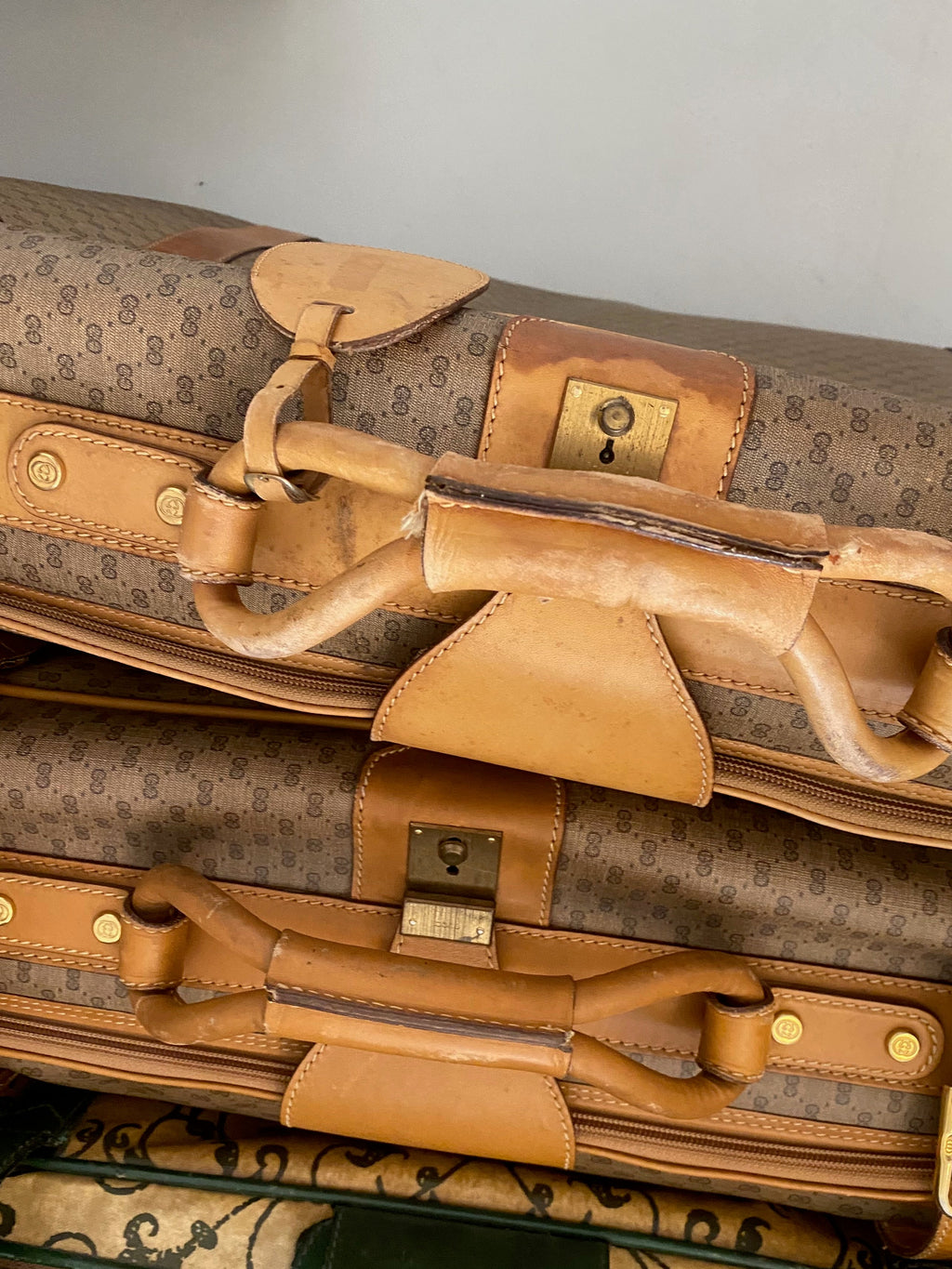 Gucci Vintage 80s Canvas & Leather Suitcase - Large