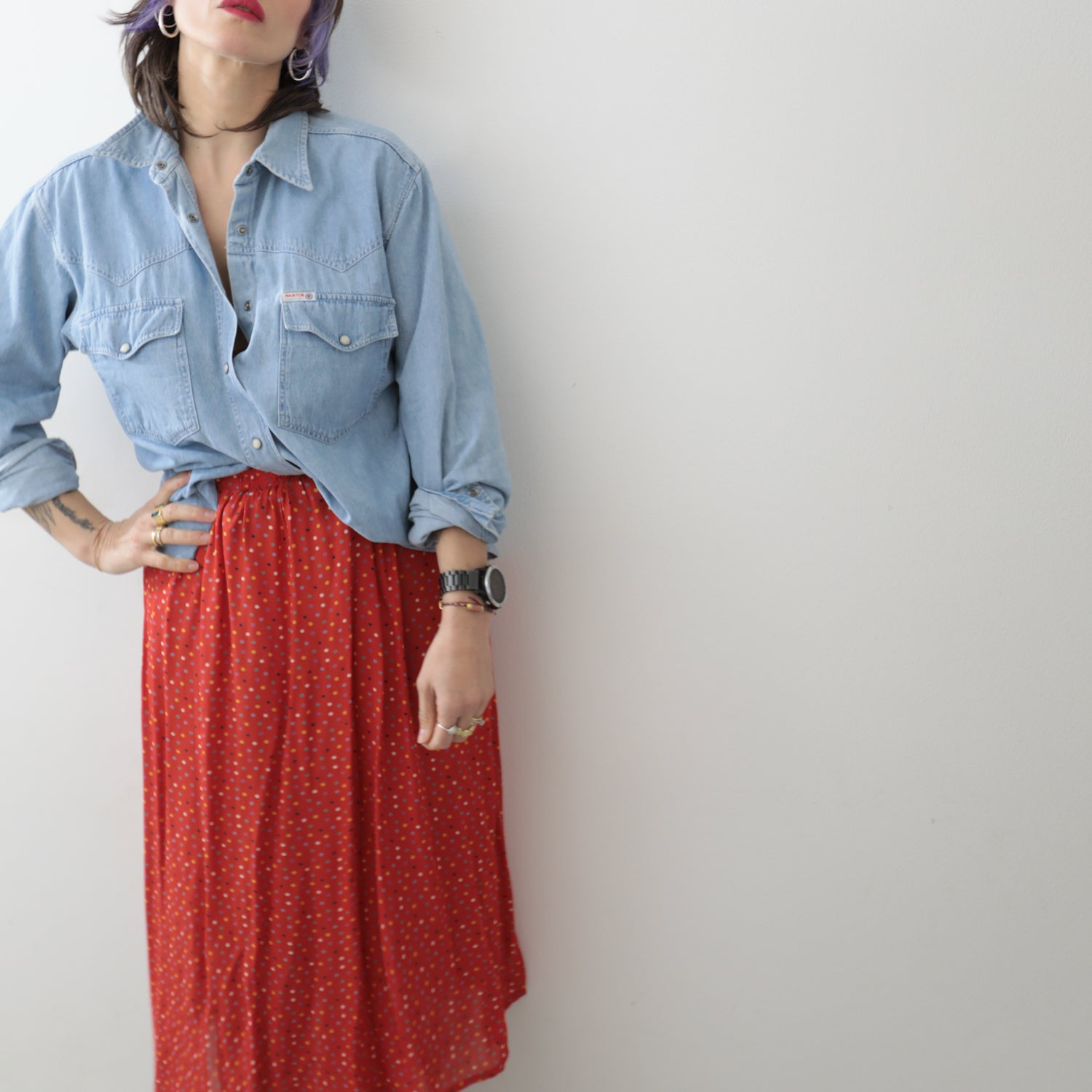 Vintage 80s Red Polka Dots Skirt