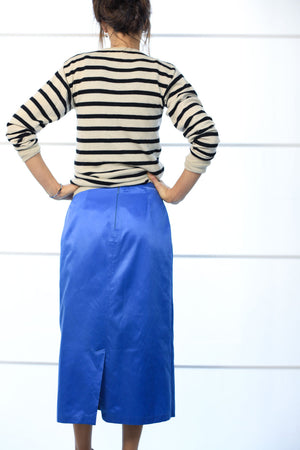 Vintage Fendissime by Fendi Blue Satin Longuette Skirt