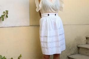 Yves Saint Laurent Cotton and Silk White Wrap Skirt