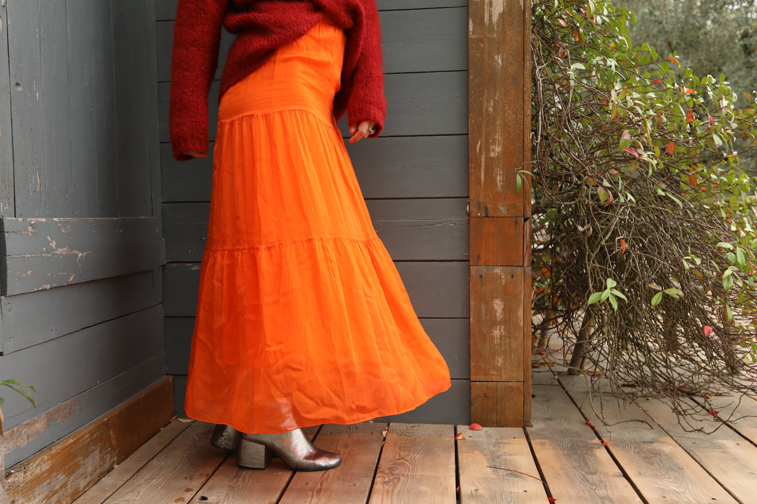 Pumpkin Spice Vintage Early 00s Tiered Maxi Skirt