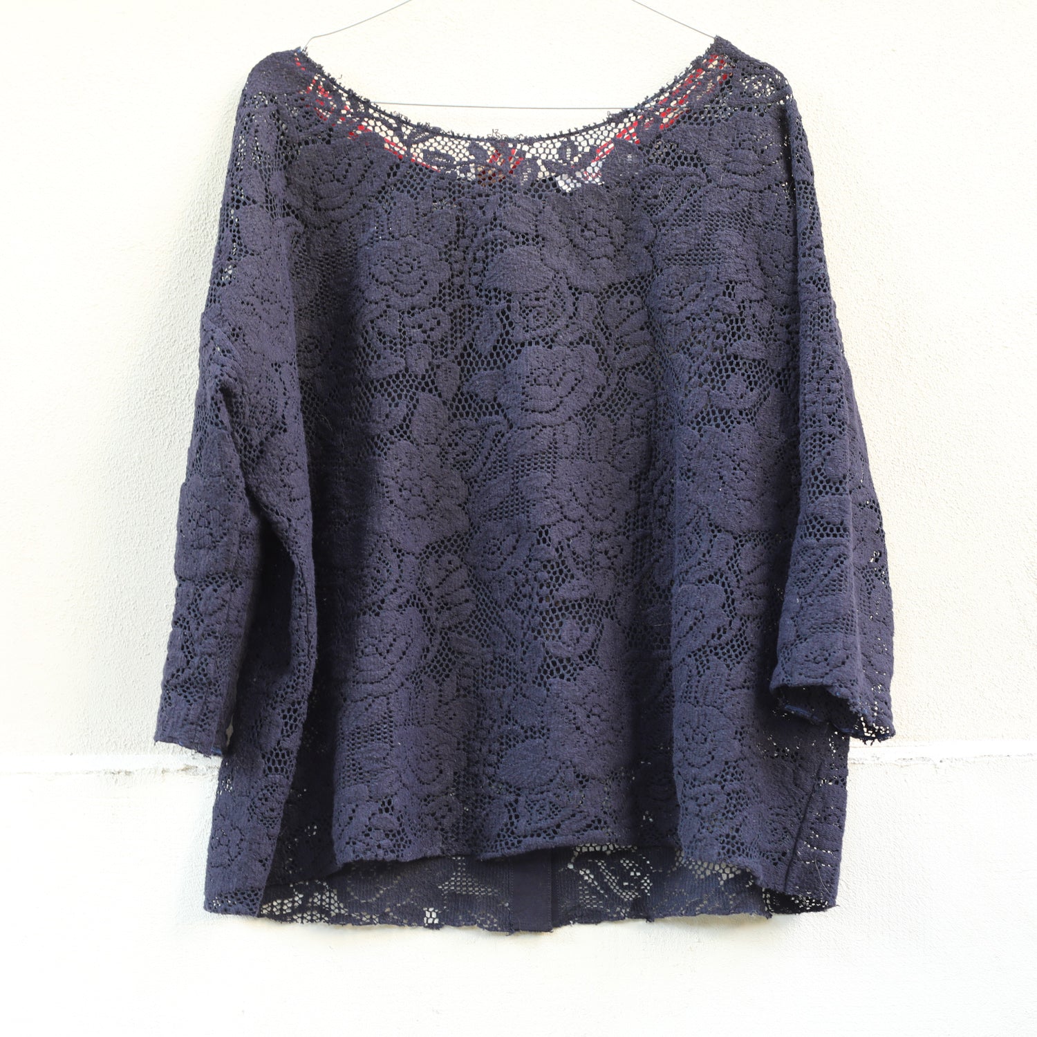 Jucca Cotton Lace Navy Top