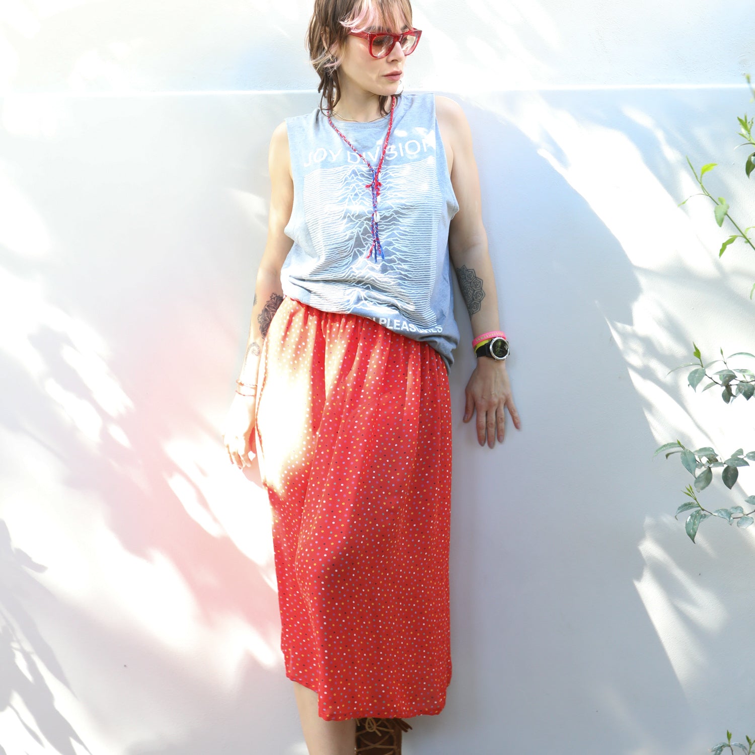 Vintage 80s Red Polka Dots Skirt