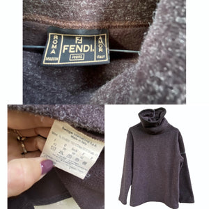 Vintage 90s Fendi Turtleneck Fleece Sweater