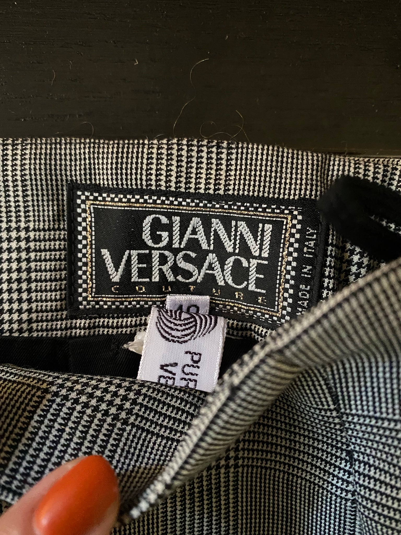 Gianni Versace Vintage Nineties Prince of Wales Over the Knee Skirt