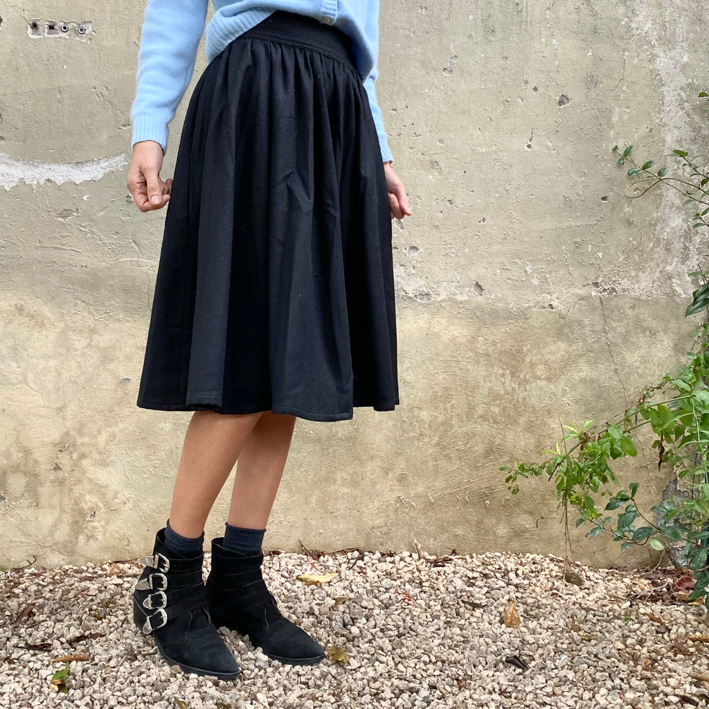 Vintage Black Wool Full Skirt