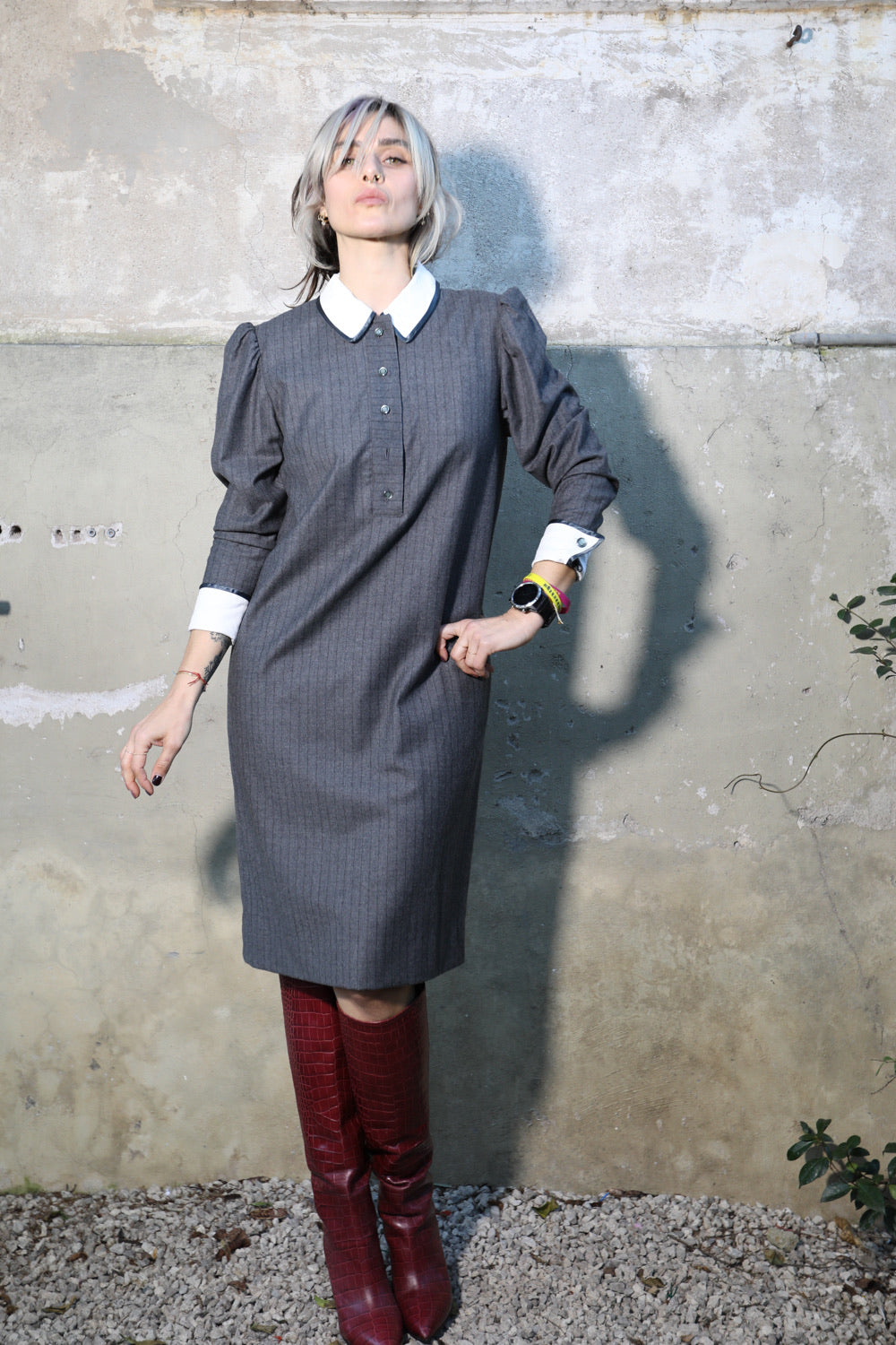 Vintage Sartorial Wool Midi Dress