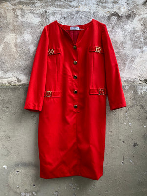Vintage Carisma Valentino Red Wool Dress