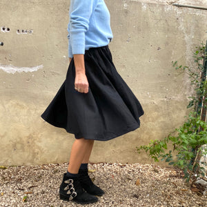 Vintage Black Wool Full Skirt