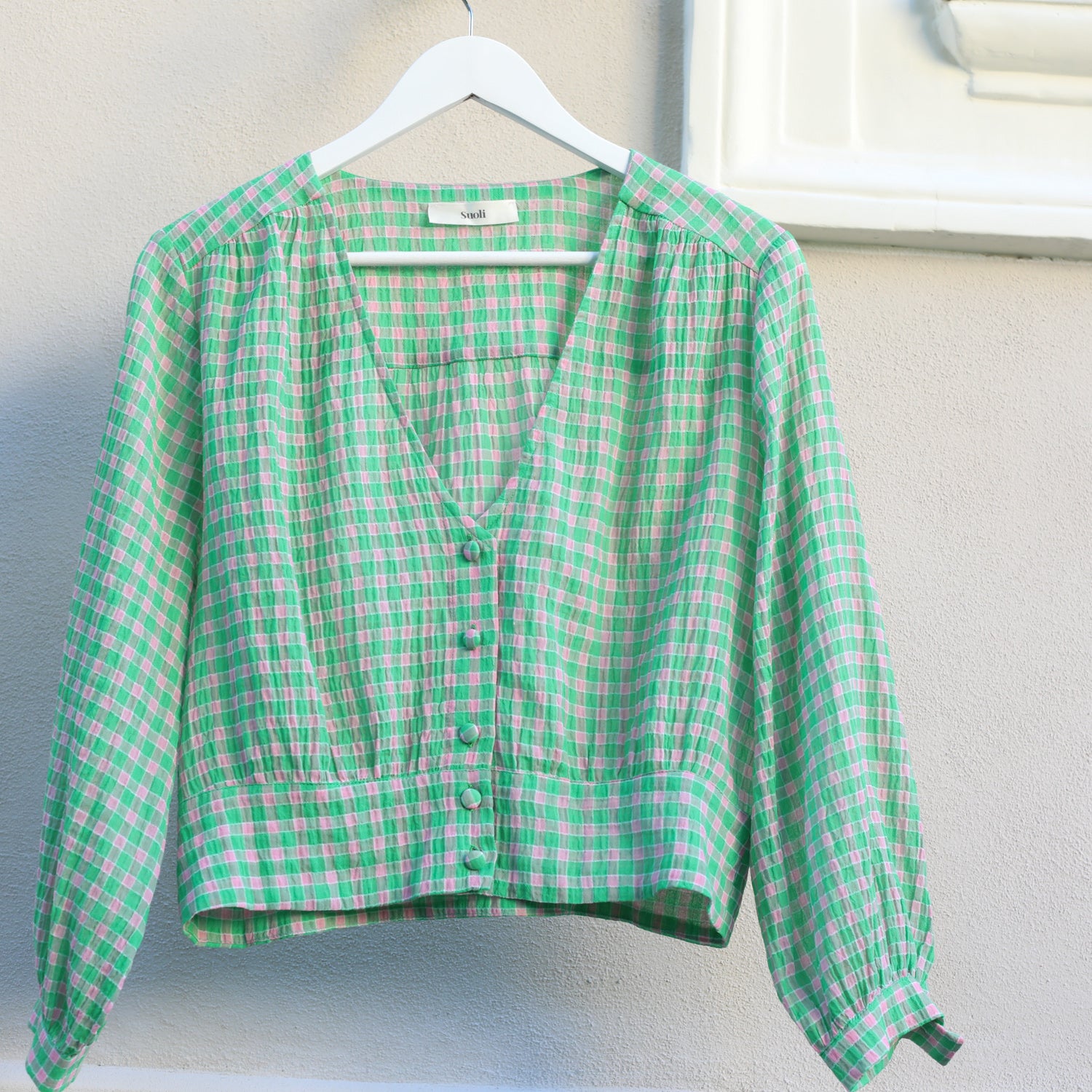 Suoli Cheesecloth Gingham Blouse