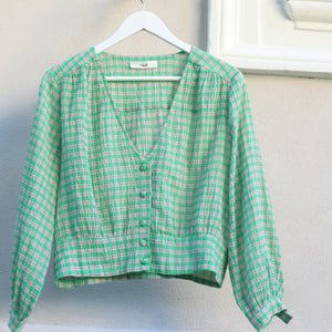 Suoli Cheesecloth Gingham Blouse
