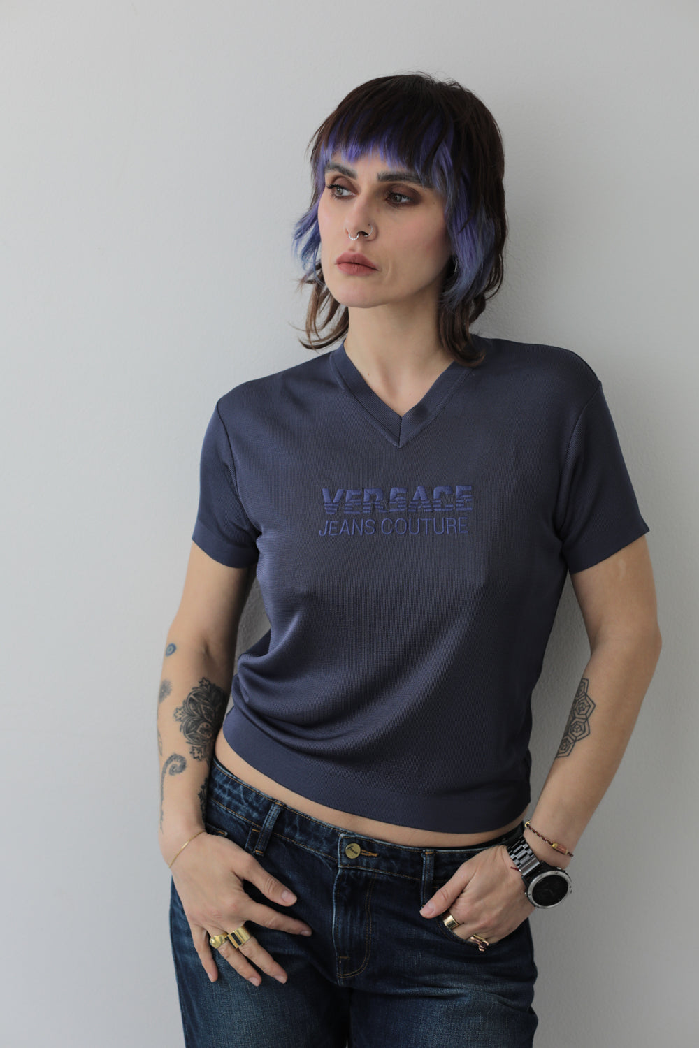 Versace Jeans Couture Viscose 90s Vintage Rayon Tee